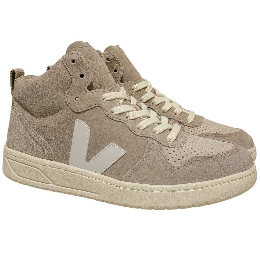 Veja Men V-15 High Top Retro Basketball Sneaker Size US 7 Dune Pierre Beige